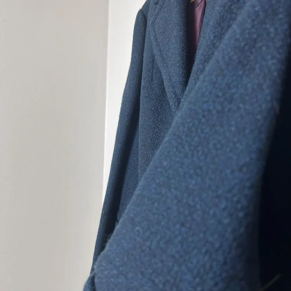 Pendleton Women's XL Vintage Virgin Wool Navy Blue Pea Coat Classic Tailored - Picture 3 of 5
